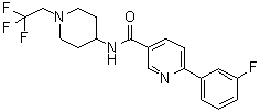 结构式 CAS# 1033836-12-2, 6-(3-氟苯基)-N-[1-(2,2,2-三氟乙基)-4-哌啶基]-3-吡啶甲酰胺
