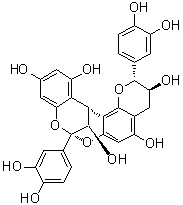 structure of CAS# 103883-03-0, Proanthocyanidin A1;(2R,3S,8S,14R,15R)-2,8-Bis(3,4-dihydroxyphenyl)-3,4-dihydro-8,14-methano-2H,14H-1-benzopyrano[7,8-d][1,3]benzodioxocin-3,5,11,13,15-pentol