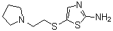 structure of CAS# 1042777-99-0, 5-[[2-(1-Pyrrolidinyl)ethyl]thio]-2-thiazolamine