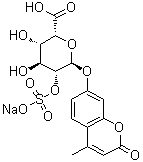 结构式 CAS# 1045020-74-3, 4-甲基伞形酮 alpha-L-吡喃艾杜糖苷酸 2-硫酸酯钠盐