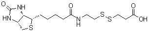 structure of CAS# 104582-29-8, 3-[2-N-(Biotinyl)aminoethyldithio]propanoic acid;3-[[2-[[5-[(3aS,4S,6aR)-Hexahydro-2-oxo-1H-thieno[3,4-d]imidazol-4-yl]-1-oxopentyl]amino]ethyl]dithio]propanoic acid