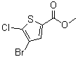 structure of CAS# 1047630-72-7, 4-Bromo-5-chloro-2-thiophenecarboxylic acid methyl ester
