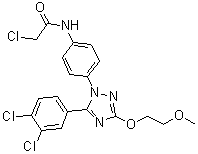 structure of CAS# 1047953-91-2, 2-Chloro-N-[4-[5-(3,4-dichlorophenyl)-3-(2-methoxyethoxy)-1H-1,2,4-triazol-1-yl]phenyl]-Acetamide