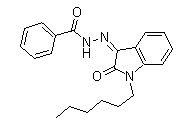 structure of CAS# 1048973-47-2, Benzoic acid (2Z)-2-(1-hexyl-1,2-dihydro-2-oxo-3H-indol-3-ylidene)hydrazide;MDA 19
