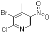 structure of CAS# 1049706-73-1, 3-Bromo-2-chloro-4-methyl-5-nitropyridine
