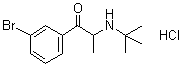 structure of CAS# 1049718-43-5, 1-(3-Bromophenyl)-2-[(1,1-dimethylethyl)amino]-1-propanone hydrochloride (1:1)