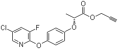 structure of CAS# 105512-06-9, Clodinafop-propargyl ;Propynyl (R)-2-[4-[(5-chloro-3-fluoro-2-pyridinyl)oxy]phenoxy]propanoate; Topik; CGA-184927