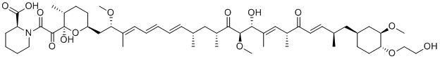 structure of CAS# 1062122-63-7, Everolimus EP Impurity B (Acid);Everolimus 19-Ene Open-Ring Impurity;(2S)-1-[2-[(2R,3R,6S)-2-hydroxy-6-[(2S,3E,5E,7E,9S,11R,13R,14R,15E,17R,19E,21R)-14-hydroxy-22-[(1S,3R,4R)-4-(2-hydroxyethoxy)-3-methoxycyclohexyl]-2,13-dimethoxy-3,9,11,15,17,21-hexamethyl-12,18-dioxodocosa-3,5,7,15,19-pentaenyl]-3-methyloxan-2-yl]-2-oxoacetyl]piperidine-2-carboxylic acid