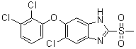 structure of CAS# 106791-37-1, Triclabendazole sulfone;6-Chloro-5-(2,3-dichlorophenoxy)-2-(methylsulfonyl)-1H-benzimidazole; CGA 110753