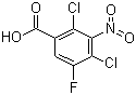structure of CAS# 106809-14-7, 2,4-Dichloro-5-fluoro-3-nitrobenzoic acid;2,4-Dichloro-3-nitro-5-fluorobenzoic acid