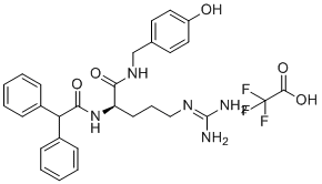 structure of CAS# 1068148-47-9, BIBP 3226 trifluoroacetate;(2R)-5-(diaminomethylideneamino)-2-[(2,2-diphenylacetyl)amino]-N-[(4-hydroxyphenyl)methyl]pentanamide;2,2,2-trifluoroacetic acid