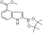 结构式 CAS# 1072811-67-6, 2-(4,4,5,5-四甲基-1,3,2-二氧杂环戊硼烷-2-基)-1H-吲哚-4-羧酸甲酯