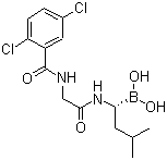 结构式 CAS# 1072833-77-2, Ixazomib; B-[(1R)-1-[[2-[(2,5-二氯苯甲酰基)氨基]乙酰基]氨基]-3-甲基丁基]硼酸