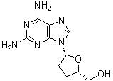 structure of CAS# 107550-73-2, 2,6-Diamino-2',3'-dideoxypurine-9-ribofuranoside;2,6-Diaminopurine-2',3'-dideoxyriboside