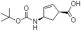 结构式 CAS# 108999-93-5, (1R,4S)-N-叔丁氧羰基-1-氨基环戊-2-烯-4-甲酸