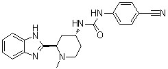 structure of CAS# 1095173-27-5, PF 04449913;N-[(2R,4R)-2-(1H-Benzimidazol-2-yl)-1-methyl-4-piperidinyl]-N'-(4-cyanophenyl)urea