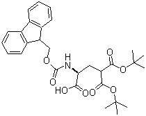 structure of CAS# 111662-64-7, (S)-3-[[(9H-Fluoren-9-ylmethoxy)carbonyl]amino]-1,1,3-propanetricarboxylic acid 1,1-bis(tert-butyl) ester