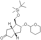structure of CAS# 112168-22-6, [3aS-(3aa,4a,5b,6aa)]-4-[[[(tert-Butyl)dimethylsilyl]oxy]methyl]-5-[(tetrahydro-2H-pyran-2-yl)oxy]hexahydro-2(1H)-pentalenone