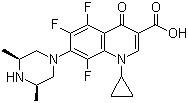 结构式 CAS# 113617-63-3, 奥比沙星; 1-环丙基-5,6,8-三氟-7-(顺式-3,5-二甲基哌嗪)-1,4-二氢-4-氧代喹啉-3-羧酸