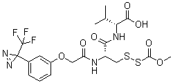 结构式 CAS# 113787-92-1, N-[3-[(甲氧羰基)二硫基]-N-[[3-[3-(三氟甲基)-3H-双吖丙啶-3-基]苯氧基]乙酰基]-L-丙氨酰基]-D-缬氨酸