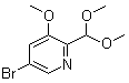 结构式 CAS# 1138443-86-3, 5-溴-2-(二甲氧基甲基)-3-甲氧基吡啶