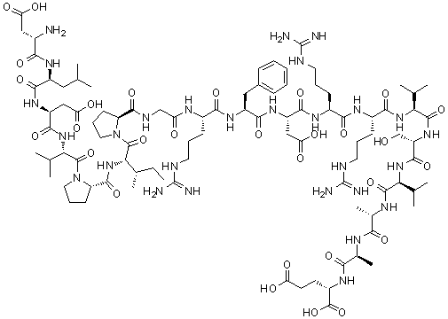结构式 CAS# 113873-67-9, L-alpha-天冬氨酰-L-亮氨酰-L-alpha-天冬氨酰-L-缬氨酰-L-脯氨酰-L-异亮氨酰-L-脯氨酰甘氨酰-L-精氨酰-L-苯丙氨酰-L-alpha-天冬氨酰-L-精氨酰-L-精氨酰-L-缬氨酰-L-丝氨酰-L-缬氨酰-L-丙氨酰-L-丙氨酰-L-谷氨酸