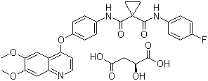 结构式 CAS# 1140909-48-3, Cabozantinib (S)-苹果酸盐; N-[4-[(6,7-二甲氧基-4-喹啉基)氧基]苯基]-N'-(4-氟苯基)-1,1-环丙烷二甲酰胺 (S)-苹果酸盐