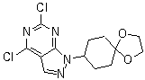 结构式 CAS# 1144080-31-8, 4,6-二氯-1-(1,4-二氧杂螺[4.5]癸-8-基)-1H-吡唑并[3,4-d]嘧啶