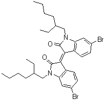 structure of CAS# 1147124-23-9, 6-Bromo-3-[6-bromo-1-(2-ethylhexyl)-1,2-dihydro-2-oxo-3H-indol-3-ylidene]-1-(2-ethylhexyl)-1,3-dihydro-2H-indol-2-one