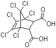 structure of CAS# 115-28-6, Chlorendic acid;1,4,5,6,7,7-Hexachloro-5-norbornene-2,3-dicarboxylic acid; 1,4,5,6,7,7-Hexachlorobicyclo[2.2.1]hept-5-ene-2,3-dicarboxylic acid