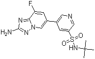 structure of CAS# 1159824-67-5, CZC 24832;5-(2-Amino-8-fluoro[1,2,4]triazolo[1,5-a]pyridin-6-yl)-N-(tert-butyl)-3-pyridinesulfonamide