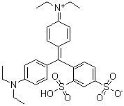 structure of CAS# 116-95-0, C.I. Acid Blue 1;N-[4-[[4-(Diethylamino)phenyl](2,4-disulfophenyl)methylene]-2,5-cyclohexadien-1-ylidene]-N-ethylethanaminium hydroxide inner salt