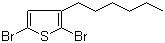structure of CAS# 116971-11-0, 2,5-Dibromo-3-hexylthiophene
