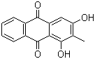 structure of CAS# 117-02-2, Rubiadin;1,3-Dihydroxy-2-methyl-9,10-anthraquinone; 1,3-Dihydroxy-2-methylanthraquinone; C.I. 75350; Rubiadine