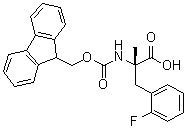 structure of CAS# 1172127-44-4, N-[(9H-Fluoren-9-ylmethoxy)carbonyl]-2-fluoro-alpha-methyl-L-phenylalanine