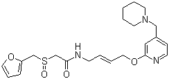 结构式 CAS# 118288-08-7, 拉呋替丁; (+/-)-2-[(2-呋喃基甲基)亚硫酰]-N-[4-[4-(1-哌啶基甲基)-2-吡啶基]氧-(Z)-2-丁烯基]乙酰胺