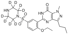 structure of CAS# 1185168-06-2, N-Desmethyl Sildenafil-d8;5-[2-ethoxy-5-(2,2,3,3,5,5,6,6-octadeuteriopiperazin-1-yl)sulfonylphenyl]-1-methyl-3-propyl-6H-pyrazolo[4,3-d]pyrimidin-7-one