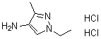 structure of CAS# 1185293-13-3, 1-Ethyl-3-methyl-1H-pyrazol-4-amine hydrochloride (1:2)