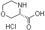 structure of CAS# 1187929-04-9, (3S)-3-Morpholinecarboxylic acid hydrochloride (1:1)