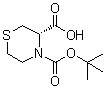 结构式 CAS# 1187929-84-5, (3S)-3,4-硫代吗啉二甲酸 4-叔丁酯