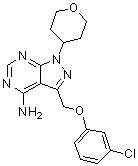 结构式 CAS# 1188296-52-7, 3-[(3-氯苯氧基)甲基]-1-(四氢-2H-吡喃-4-基)-1H-吡唑并[3,4-d]嘧啶-4-胺