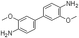 structure of CAS# 119-90-4, 3,3'-Dimethoxybenzidine;3,3'-Dimethoxybiphenyl-4,4'-diamine; 4,4'-Diamino-3,3'-dimethoxybiphenyl; o-Dianisidine; Fast Blue B