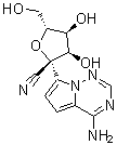 structure of CAS# 1191237-69-0, GS-441524;(2R,3R,4S,5R)-2-(4-aminopyrrolo[2,1-f][1,2,4]triazin-7-yl)-3,4-dihydroxy-5-(hydroxymethyl)oxolane-2-carbonitrile