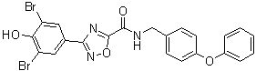 structure of CAS# 1191252-49-9, 3-(3,5-Dibromo-4-hydroxyphenyl)-N-[(4-phenoxyphenyl)methyl]-1,2,4-oxadiazole-5-carboxamide
