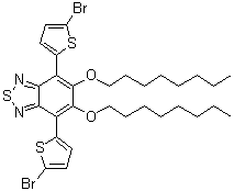 结构式 CAS# 1192352-10-5, 4,7-二(5-溴-2-噻吩基)-5,6-二(辛氧基)-2,1,3-苯并噻二唑