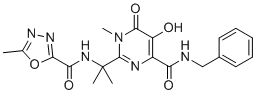 structure of CAS# 1193687-87-4, 4-Defluoro raltegravir;N-[2-[4-(benzylcarbamoyl)-5-hydroxy-1-methyl-6-oxopyrimidin-2-yl]propan-2-yl]-5-methyl-1,3,4-oxadiazole-2-carboxamide