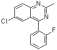 结构式 CAS# 119401-13-7, 6-氯-2-甲基-4-(2-氟苯基)喹唑啉