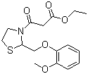 structure of CAS# 119637-67-1, Moguisteine;(+/-)-2-(2-Methoxyphenoxy)-methyl-3-ethoxycarbonylacetyl-1,3-thiazolidine; (R,S)-2-(2-Methoxyphenoxy)-methyl-3-ethoxycarbonyl-acetyl-1,3 thiazolidine