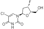 structure of CAS# 119644-22-3, 2',3'-Dideoxy-3'-fluoro-5-chlorouridine;5-Chloro-3'-fluoro-2',3'-dideoxyuridine; 935U83; BW 935U83; GW 274666X; Raluridine