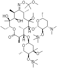 structure of CAS# 119699-81-9, 6-O-Methyl-2',4'-bis-O-(trimethylsilyl)erythromycin 9-[O-(1-methoxy-1-methylethyl)oxime]